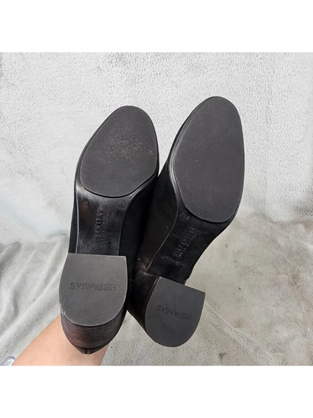Hispanitas Shoes Womens Size EU 39.5 US 8.5 Black Suede Block Heel Booties *Read